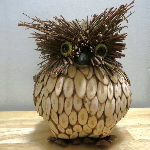 Owl Hand-crafted from Twigs and Tree Bark Folk Art - Picture 1 of 9